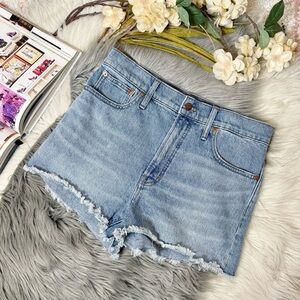 Madewell The Perfect Jean Short Women’s Light Wash High Rise Frayed Denim Sz 30